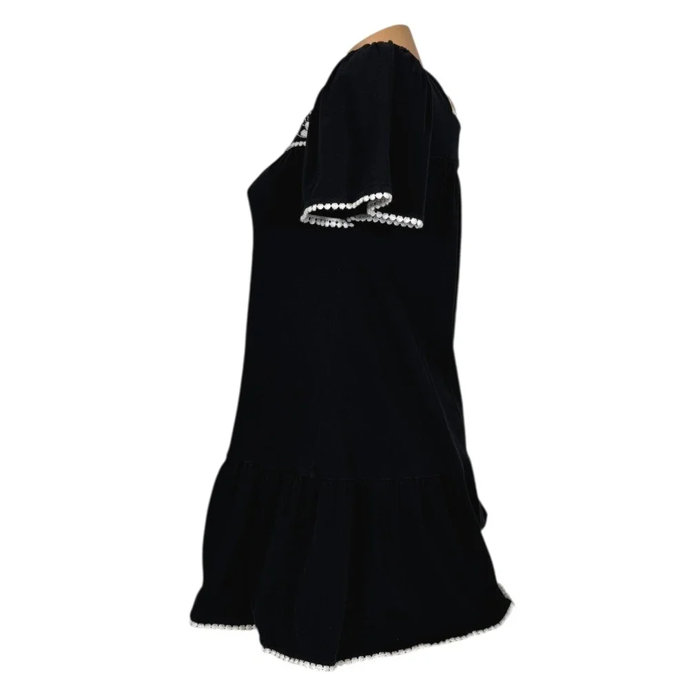 Kate Spade Broome Street Women's XXS Black‎ Embroidered Square Neck Mini Dress